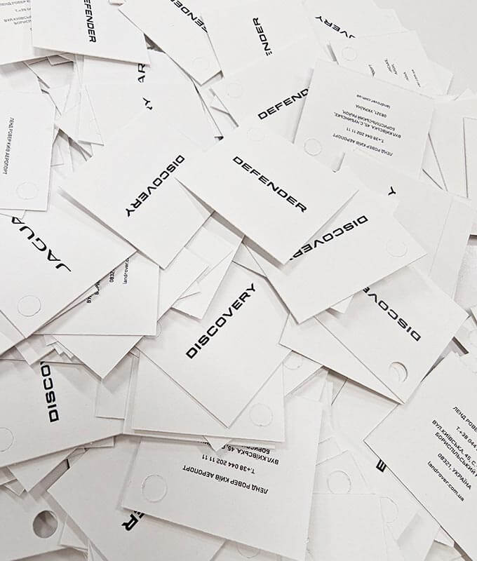 Картонные бирки для одежды печать на заказ в Киеве