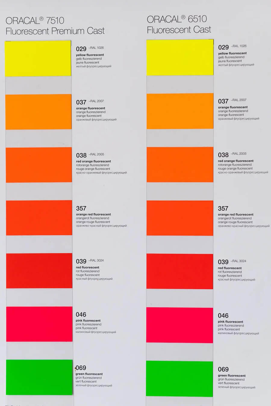 Oracal 6510 и Oracal 7510 Fluorescent Cast